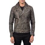 DANNY QUILTED BROWN LEATHER BIKER JACKET