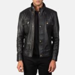 DARREN BLACK LEATHER BIKER JACKET