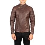 FAISOR BROWN LEATHER BIKER JACKET