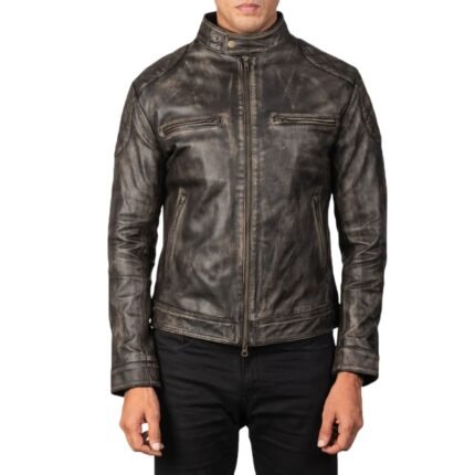 GATSBY DISTRESSED BROWN LEATHER JACKET