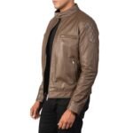 GATSBY MOCHA LEATHER BIKER JACKET
