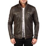 HUDSON BROWN LEATHER BIKER JACKET