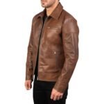 LAVENDARD BROWN LEATHER BIKER JACKET