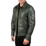 LAVENDARD GREEN LEATHER BIKER JACKET