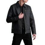 LAVENDARD MATTE BLACK LEATHER BIKER JACKET