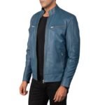MACK BLUE LEATHER BIKER JACKET