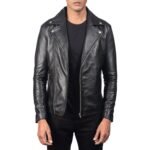 NOAH BLACK LEATHER BIKER JACKET