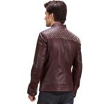 RUMANO JAE MAROON LEATHER BIKER JACKET
