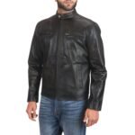 RUSTIC BLACK LEATHER BIKER JACKET
