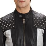SHAPRON STUDDED LEATHER BIKER JACKET