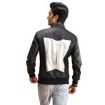 SPADE SILVER BLACK LEATHER BOMBER JACKET