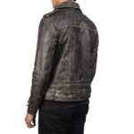 ALLARIC ALLEY DISTRESSED BROWN LEATHER BIKER JACKET