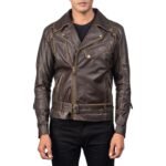 VINCENT BROWN LEATHER BIKER JACKET