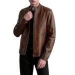ZEN DISTRESSED BROWN LEATHER BIKER JACKET