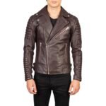 ARMAND MAROON LEATHER BIKER JACKET