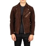 ARMAND MOCHA SUEDE BIKER JACKET