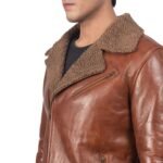 ALBERTO SHEARLING BROWN LEATHER JACKET