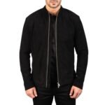 CHARCOAL BLACK SUEDE BIKER JACKET