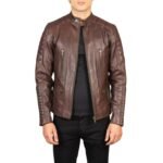 DAMIAN BROWN LEATHER BIKER JACKET