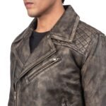 DANNY QUILTED BROWN LEATHER BIKER JACKET