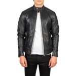 FERNANDO QUILTED BLACK LEATHER BIKER JACKET