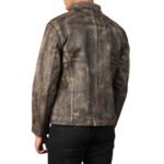ALEX DISTRESSED BROWN LEATHER BIKER JACKET