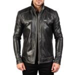HUDSON BLACK LEATHER BIKER JACKET