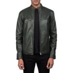 IONIC GREEN LEATHER BIKER JACKET
