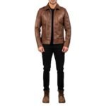 LAVENDARD BROWN LEATHER BIKER JACKET