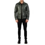 LAVENDARD GREEN LEATHER BIKER JACKET