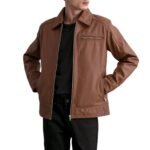 LAVENDARD MATTE BROWN LEATHER BIKER JACKET