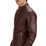 RUMANO JAE MAROON LEATHER BIKER JACKET