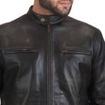 RUSTIC BLACK LEATHER BIKER JACKET