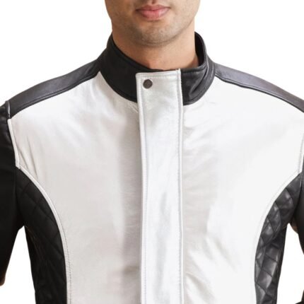 SPADE SILVER BLACK LEATHER BOMBER JACKET