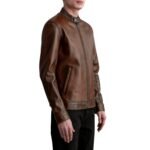 ZEN DISTRESSED BROWN LEATHER BIKER JACKET