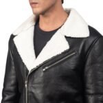 ALBERTO WHITE SHEARLING BLACK LEATHER JACKET