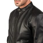 AVAN BLACK LEATHER BOMBER JACKET