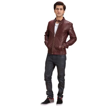 BURGUNN DEE MAROON LEATHER BIKER JACKET