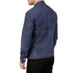 CHARCOAL NAVY BLUE SUEDE BIKER JACKET