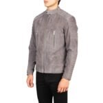 DAMIAN GREY SUEDE BIKER JACKET