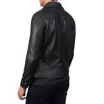 DANNY QUILTED BLACK LEATHER BIKER JACKET