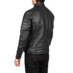 Faisor black leather biker jacket with sleek design, durable leather, and bold detailing for a stylish, edgy, and timeless look on or off the bike.