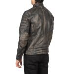 FAISOR DISTRESSED BROWN LEATHER BIKER JACKET