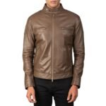 GATSBY MOCHA LEATHER BIKER JACKET