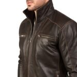 HUDSON BROWN LEATHER BIKER JACKET