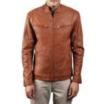 IONIC BROWN LEATHER BIKER JACKET