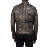 IONIC DISTRESSED BROWN LEATHER BIKER JACKET