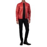 IONIC RED LEATHER BIKER JACKET