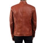 IONIC TAN BROWN LEATHER BIKER JACKET