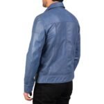 LAVENDARD BLUE LEATHER BIKER JACKET